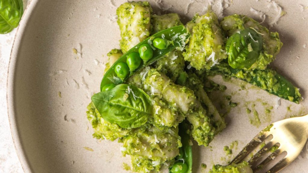 Homemade Gnocchi with Pea Pesto