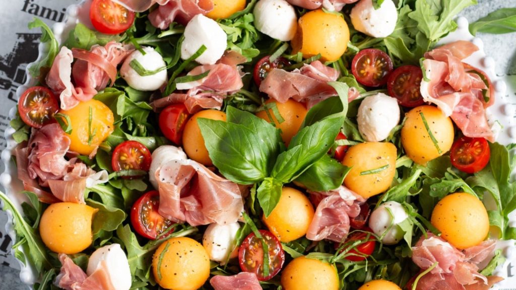 Prosciutto Melon Caprese Salad